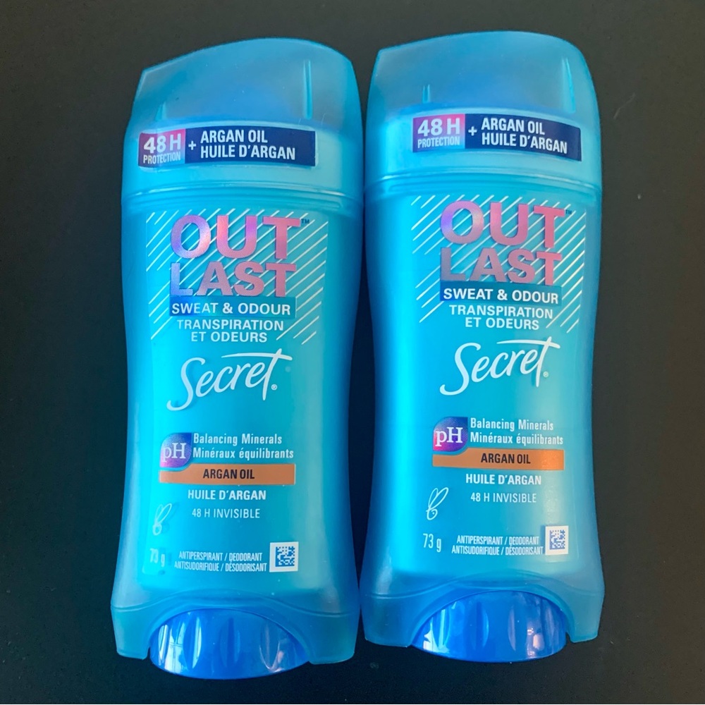 2 Pack Secret Out Last Antiperspirant Deodorant Argan Oil pH Balancing NEW